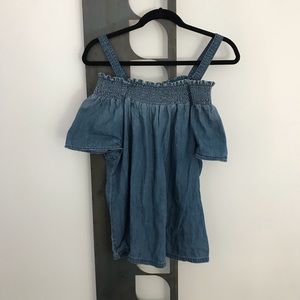 current/elliott off the shoulder denim top